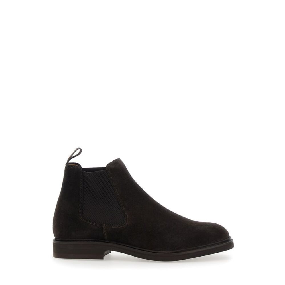 Berwick Men Brown Ankle Boots With Elasticated Side Details In Suede For Men